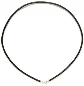3mm Black Leather Cord / Silver Necklace 17.5 Inch