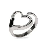 Eve's Addiction Modern Style Sterling Silver Heart Wrap Ring, 6
