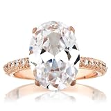 Blake Lively's Inspired Rose Gold Vintage Style Wedding Ring - Oval Cut CZ 5 Carats Size 5