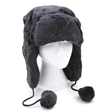 Ladies/Womens Faux Fur Thermal Trapper/Ski Hat with Pom-Poms