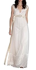 V-neck Lace Beaded Empire   Waistline Charmeuse  Dress