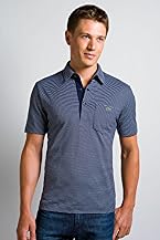 Short Sleeve Fine Stripe Jersey Polo With Self Collar And Pocket