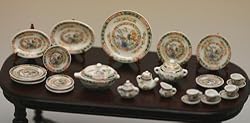 Dollhouse Miniature Eggshell Fine Porcelain Dinner Set