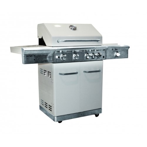 Cook'in Garden - Barbecue à gaz Starlight Blanc laqué - 4 brûleurs en inox