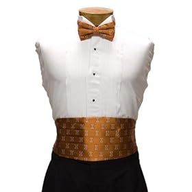 Illinois Cummerbund and Bow Tie Set - University of Illinois Orange Cummerbund Set with I Logo