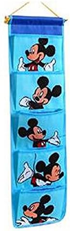 Edeal® 2015 NewCute Children Room Wall Hanging 5 Pocket Storage Bag Organizer Debris bags (Mickey Blue)