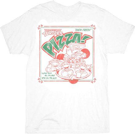  TMNT Teenage Mutant Ninja Turtles Pizza Box White Adult T-shirt Tee