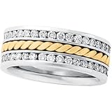 14K Two Tone Gold Diamond Anniversary Band Ring