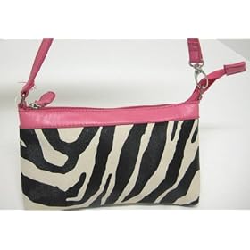 Black White Zebra Striped Evening Bag Pink Trim