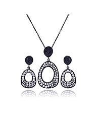 Nickel Free Sterling Silver Pendant & Earring Sets Open Oval CZ Covered Set Pendant Length: 1.5 Inches Width: 0.77 Inch Earrings Length: 1.25 Inches Width: 0.57 Inch