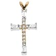 14K Yellow Gold Diamond Cross Pendant - 0.40 Ct.