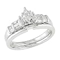 14K White Gold 1/2 Carat Baguette Accent Diamond Bridal Ring Set