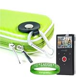 Flip Mino HD 2nd Generation Flip Video TPU Camera Carrying Case Pouch Sleeve-- ( Glossy Green ) + Flip Camcorder Screen Protector + Vangoddy tm, Live*Laugh*Love wrist band!!!