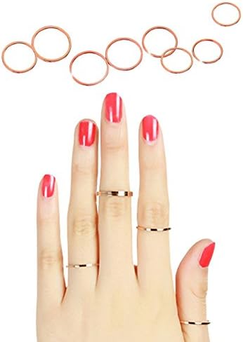 Pink Universe Fashion Cool Fine Polished Brass Finger Rings of 8 in 1 set (Golden)