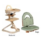 Svan High Chair from Scandinavian Child with Infant Kit and Cushion, Sage Cushion with Natural Wood