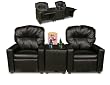 Theater Seating Leather Kid's Recliner Chair Material - Color: Black leather