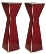 Oxblood red candlestick pair - porcelain 10.25"H