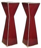 Oxblood red candlestick pair - porcelain 10.25"H