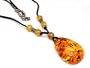 Hippie Style Bohemian 18" to 20" Suede Necklace with Huge Faux Amber Stone Pendant