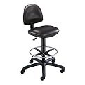 Precision Extended Height Swivel Stool with Adjustable Footrest - Black
