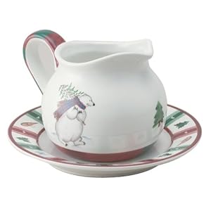 Pfaltzgraff Snow Bear Gravy Boat with Saucer