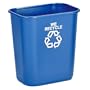 Rubbermaid Deskside We Recycle Container, 7 Gallons, 14 1/4H x 15W x 10 1/4D, Blue