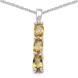 1.00 Carat Genuine Yellow Sapphire Sterling Silver Pendant