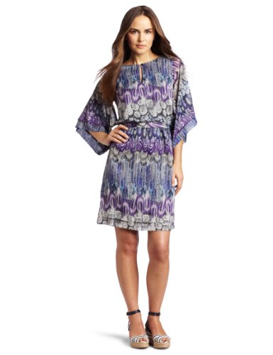 Democracy Women's Print Kimono Sleeve Dress