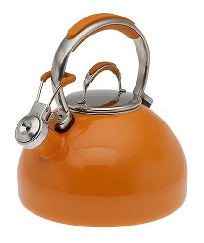 "KitchenAid Gourmet Essentials 2-Quart Porcelain Tea Kettle, Tangerine"