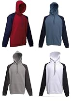 Fruit of the Loom two tone baseball hooded sweatshirt
