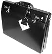 Mancini Black Leather Attache Case 2 1/2"