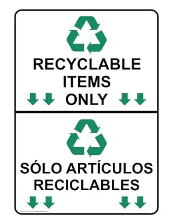 ComplianceSigns Vinyl Recycle Label, 10 x 7 in. with English + Spanish ...