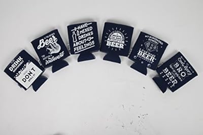 Kenley Fun Printed Can Bottle Beer Coolers -Hen Stag Party - Dark Blue & Pink - 6pcs