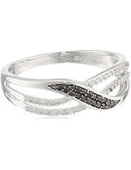 10k Black and White Diamond 0.19cttw Ring