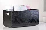 Zeitungskorb Croco schwarz 41 x 25,5 x 22 cm
