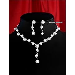 JS1023 Strass Schmuckset Brautschmuck Kette Collier Ohrstecker Hochzeit