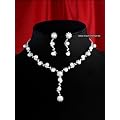 JS1023 Strass Schmuckset Brautschmuck Kette Collier Ohrstecker Hochzeit