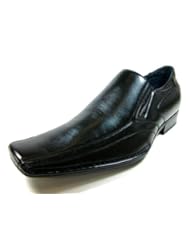 Delli Aldo Mens 18556-Black Classic Slip on Dress Shoes, Black, 9