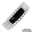 FRIEDRICH STAHL Elegant Ring With Onyx and Cubic zirconia Made of 925 Sterling silver. Total item weight 6.0g - Certificate Available.