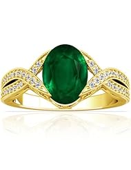18K Yellow Gold Oval Cut Emerald Fana Designer Ring