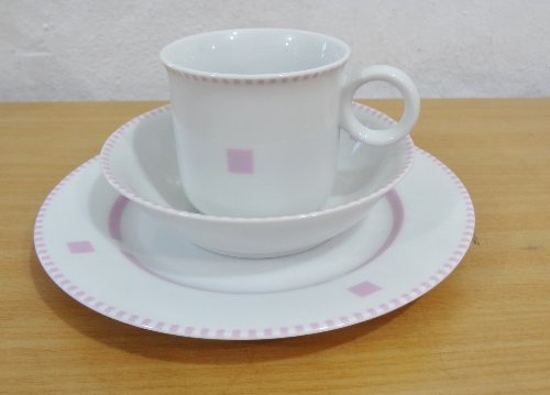 Swid Powell Pink Tuxedo 3 Piece Child China Set Siegel