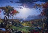 Professionally Framed Jasper Francis Cropsey Autumn On The Hudson River Art Print Poster - 11x17 with RichAndFramous Black Wood Frame