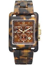 Michael Kors Womens Leopard Print Square Quartz Day Date Chronograph Link Bracelet MK5497
