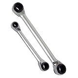 Great Neck 51056 Ratcheting Box End Wrench Set Metric 2 Piece