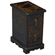 EXP Handmade Oriental Furniture - 19" Antique Style Black Leather End Table - Oriental Heirloom