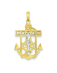 14K Two Tone Gold Mariners Cross Pendant Jewelry