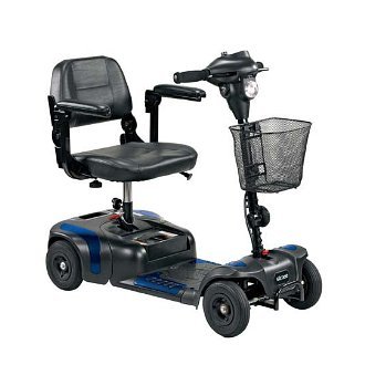 Drive Medical Phoenix 4 Wheel Compact Portable Travel Power Scooter, Red / Blue