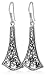 Filigree Floral Design Sterling Silver French Ear Wire Hook 1.5" X 0.5" Dangle Earrings