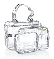 Outstanding Value 3 Piece Clear Cosmetic Bag Set