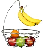 DecoBros Wire Fruit Tree Bowl with Banana Hanger, Chrome Finish